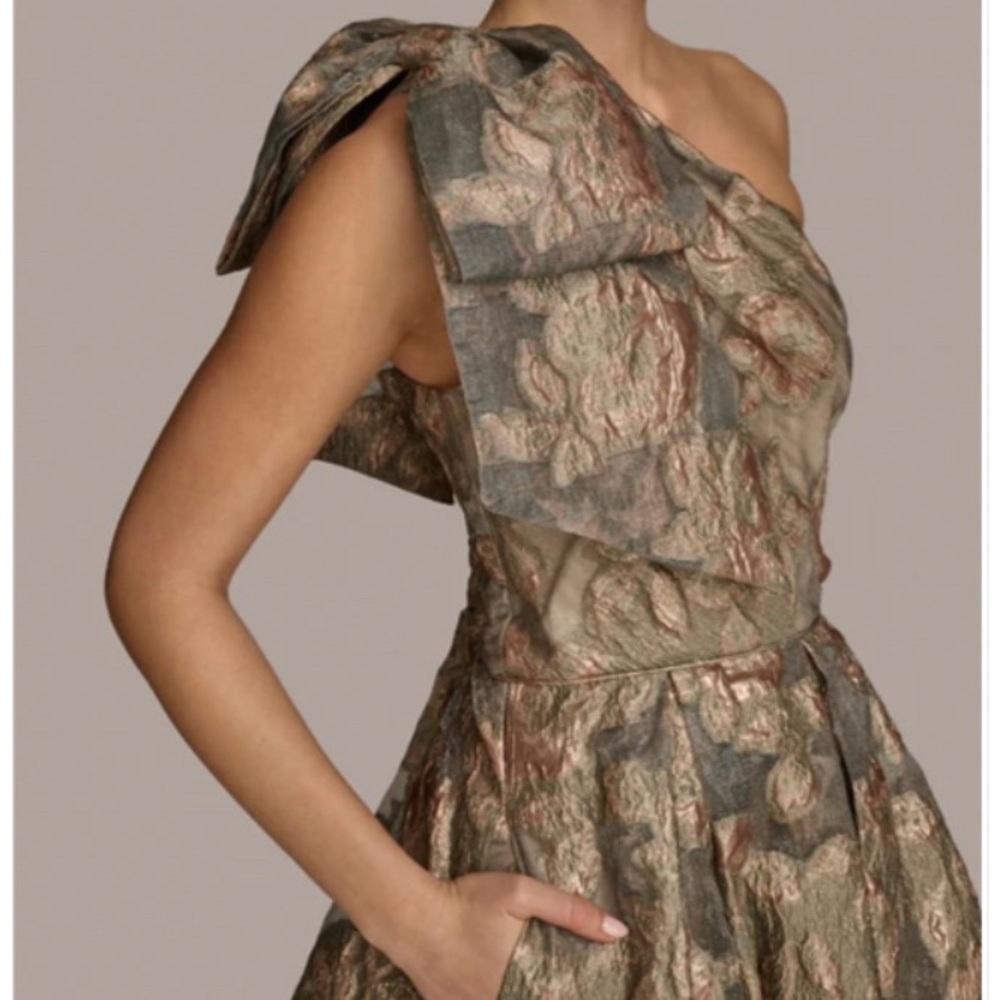 Donna Karan One-Shoulder Camouflage Dress